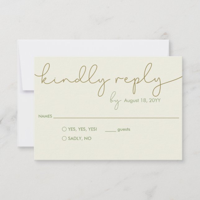 Modernes einfaches Hochzeitsszenario mit QR-Antwor RSVP Karte (Vorderseite)