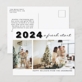 Modernes Einfaches Jahr Ein Neubeginn Zwei Foto Ur Postkarte