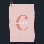 Modernes einfaches klassisches Erstrosa Golfhandtuch<br><div class="desc">Modernes Classic Erstpink Golf Handtuch mit modernem Design und feinem Monogramm.</div>