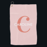 Modernes einfaches klassisches Erstrosa Golfhandtuch<br><div class="desc">Modernes Classic Erstpink Golf Handtuch mit modernem Design und feinem Monogramm.</div>