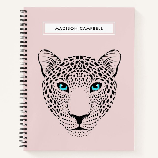 Modernes, einfaches Leopard-Gesichtsmuster hinten  Notizbuch (Vorderseite)