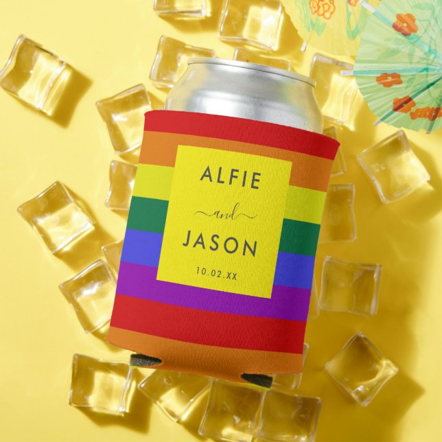 Modernes, einfaches LGBTQ-Hochzeitsskript Dosenkühler (In Situ Sommer)