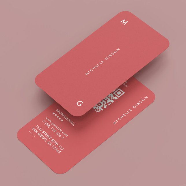 Modernes einfaches Marketing Beruflich Pink Coral Visitenkarte (Modern Simple Marketing Professional Coral Business Card
)