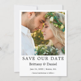 Modernes, einfaches Minimalistisches Foto Rette un Save The Date