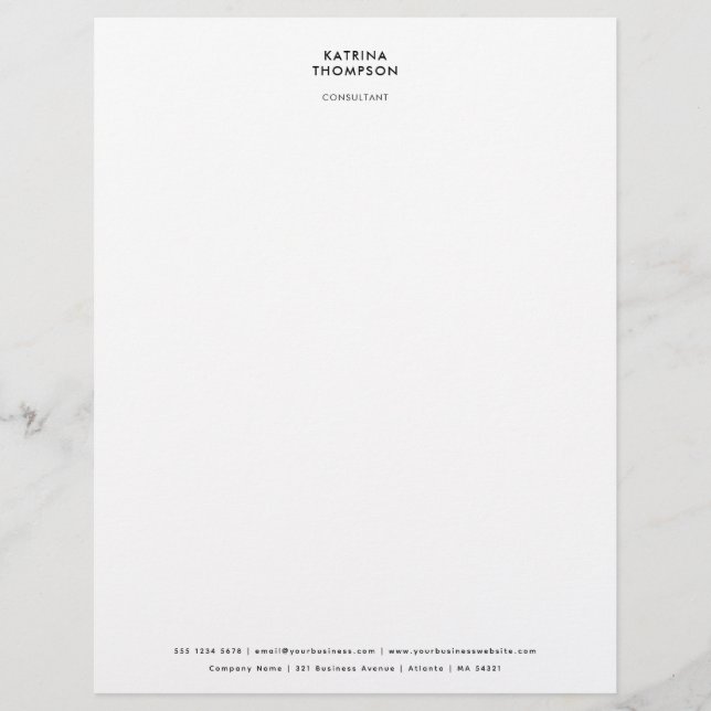Modernes, einfaches Minimalistisches Unternehmen Briefbogen (Vorderseite)
