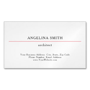 Modernes Einfaches Minimalistisches Weiß Rotes Pro Magnetische Visitenkarte