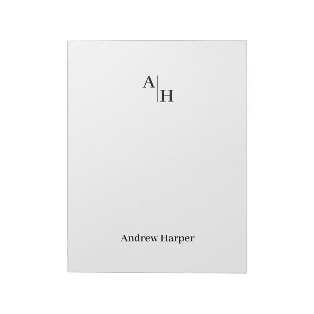 Modernes einfaches Monogramm, erstes Notepad Notizblock (Rotiert)