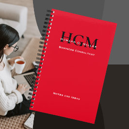 Modernes, einfaches Monogramm-Logo, rot, schwarz Notizbuch