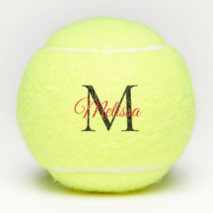Modernes, einfaches Monogramm schwarz rot Tennisbälle