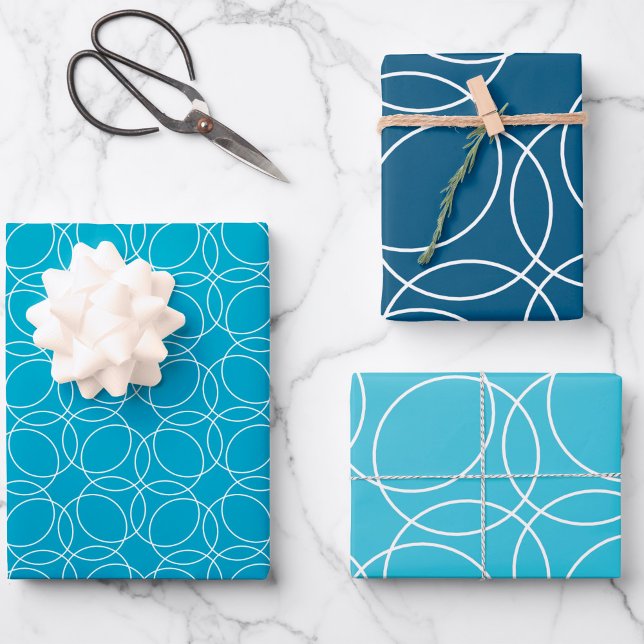 Modernes einfaches Muster in Blau Geschenkpapier Set (Von Creator hochgeladen)