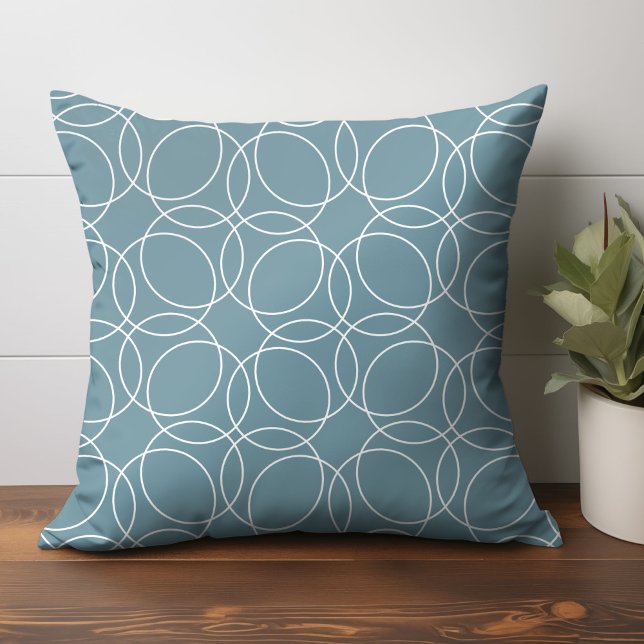 Modernes, einfaches Muster Kissen (circle pattern throw pillow in gray blue)