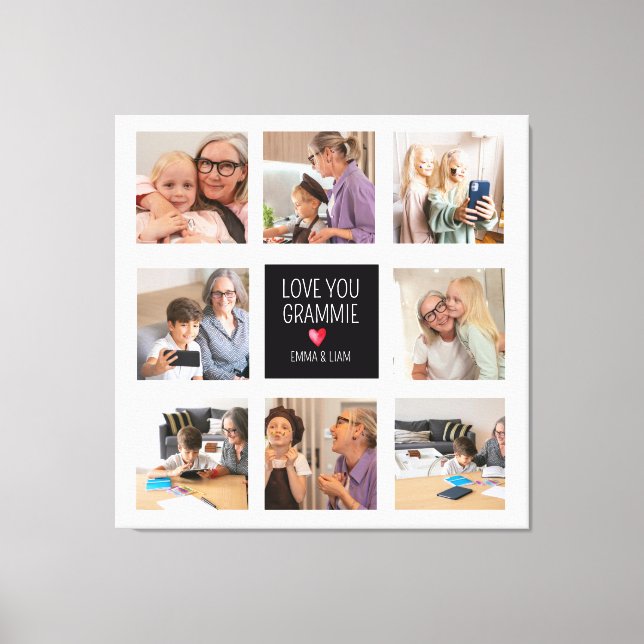 Modernes einfaches Oma Herz 8 Foto Collage Custom Leinwanddruck (Vorderseite)