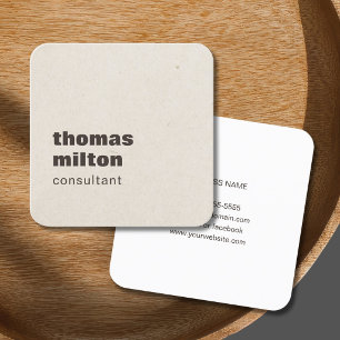 Modernes, einfaches Papier Textur Brown Consultant Quadratische Visitenkarte