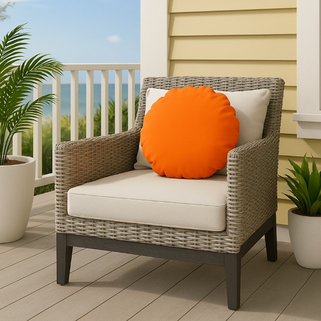 Modernes einfaches Pumpkin Orange Rundkissen Rundes Kissen (Von Creator hochgeladen)