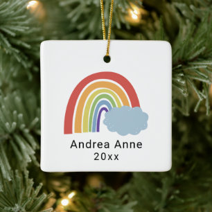 Modernes einfaches Regenbogen Mein erstes Weihnach Keramikornament