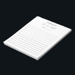 Modernes, einfaches Schwarz-Weiß-Design Notizblock<br><div class="desc">Modernes schwarz-weißes Notizblock mit einem einfachen Layout mit " to do list " in einer eleganten und schicken Kalligraphie mit Ihrem Namen,  einer Zeile für das Datum und einer Checkliste.</div>