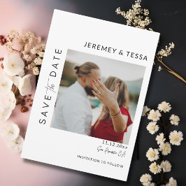 Modernes, einfaches Schwarz-Weiß-Foto Save The Date