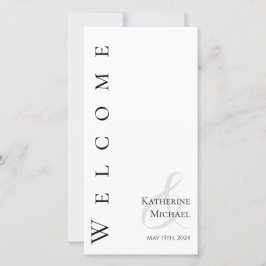 Modernes einfaches Schwarz-Weiß-Hochzeitsprogramm 