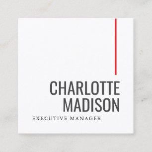 Modernes Einfaches Schwarz Weiß Trendiges Minimali Quadratische Visitenkarte