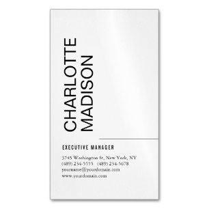 Modernes einfaches Schwarz-Weiß-Trendy-Minimalist Magnetische Visitenkarte