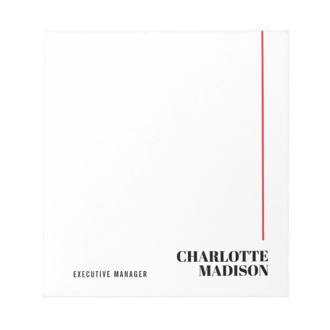 Modernes einfaches Schwarz-Weiß-Trendy-Minimalist- Notizblock (Vorderseite)