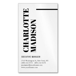 Modernes einfaches Schwarz-Weiß-Trendy-Minimalisti Magnetische Visitenkarte