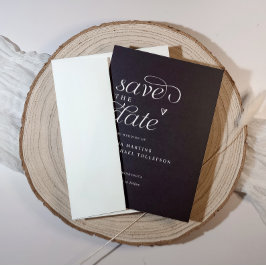 Modernes, einfaches Schwarzes Hochzeitsherz Save The Date