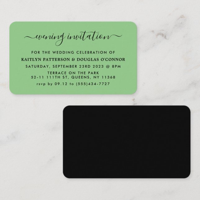 Modernes, einfaches Script-Abend-Event-Ticket lade Visitenkarte (Vorne/Hinten)