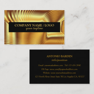 Modernes, einfaches Shine Metallic Gold und Schwar Visitenkarte