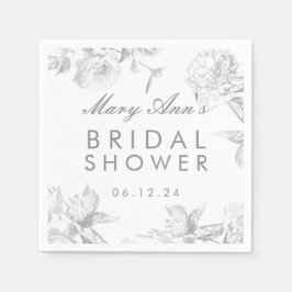 Modernes, einfaches Silver Floral Brautparty Gefal Serviette