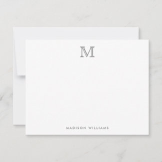 Modernes, einfaches Silver Gray Monogramm Mitteilungskarte