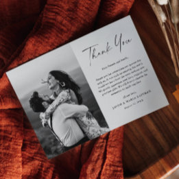 Modernes einfaches Skript-Foto Hochzeit Dankeskarte