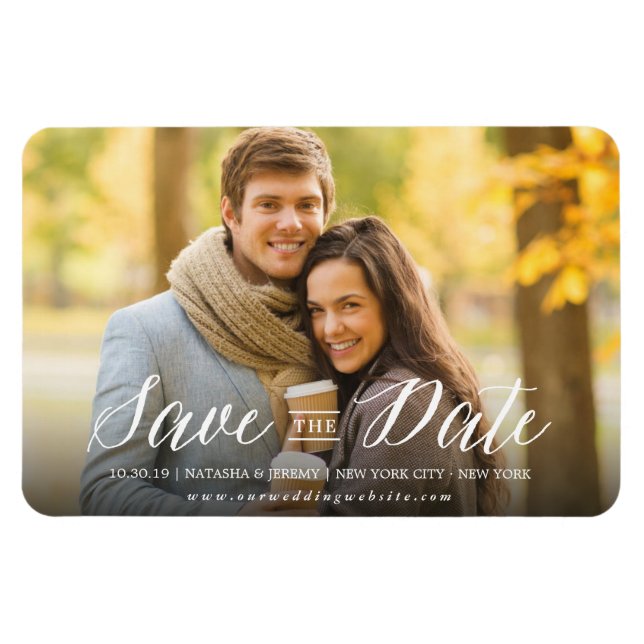 Modernes, einfaches Skript-Save the Date-Foto Magn Magnet (Horizontal)