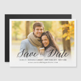 Modernes, einfaches Skript-Save the Date-Foto Magneteinladung