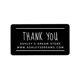 Modernes einfaches Small Business Black Danke Labe Adressaufkleber