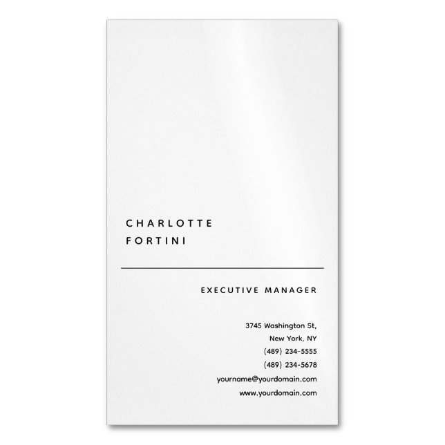 Modernes, einfaches trendy Minimalistisch Magnetische Visitenkarte (Vorderseite Vertikal)