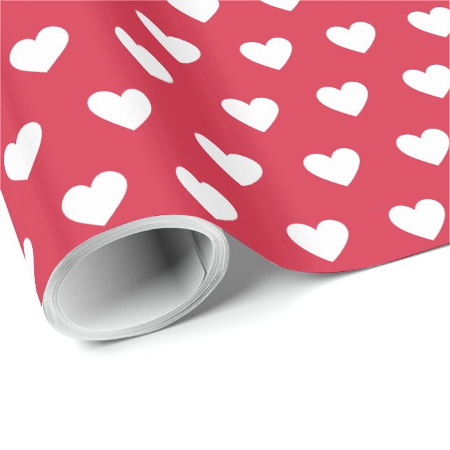 Modernes, einfaches, valentinisches, weißes Herz,  Geschenkpapier (Rolleneckpunkt)