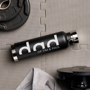 Modernes, einfaches Vater-Design mit Kindernamen Trinkflasche