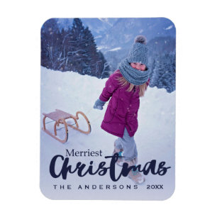 Modernes, einfaches Weihnachts-Script-Foto Magnet