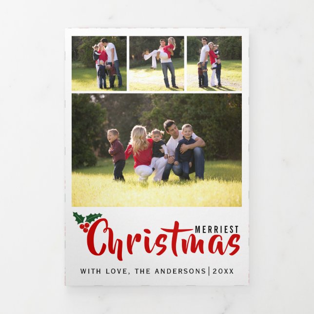 Modernes, einfaches Weihnachtsgebäck mit Foto Dreifach Gefaltete Urlaubskarte (Cover)