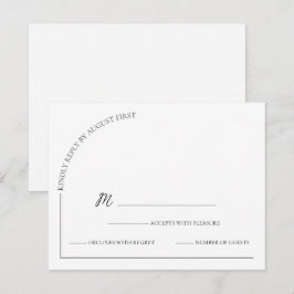 Modernes, einfaches Weiß Schwarz RSVP Karte