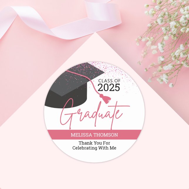 Modernes, einfaches White Blush Graduate Vielen Da Runder Aufkleber (Von Creator hochgeladen)