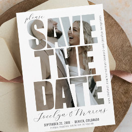 Modernes, einzigartiges Foto Einfache Hochzeit ret Save The Date