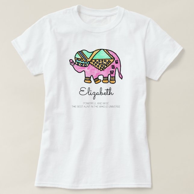 Modernes Elefantenbunt-Tier personalisiert T-Shirt (Design vorne)