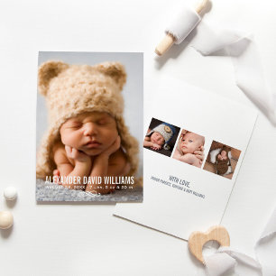 Modernes Elegance Baby Boy Foto Birth Ankündigung