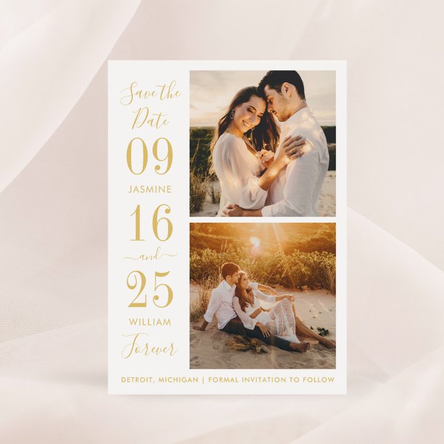 Modernes Elegance Gold Wedding Foto Save The Date (Von Creator hochgeladen)