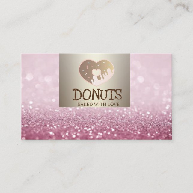 Modernes Elegant,Glitzer Bokeh,Donuts,Bäckerei Visitenkarte (Vorderseite)