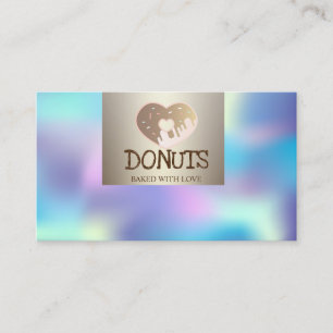 Modernes Elegant, holografisch, Donuts, Bäckerei Visitenkarte