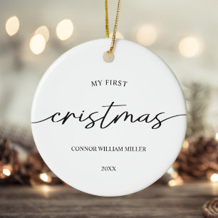 Modernes Elegant mein erstes Weihnachtsbaby-Minima Keramik Ornament