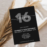 Modernes Elegant zum 16. Geburtstag Einladung<br><div class="desc">Moderne elegante 21. Geburtstagseinladung. Minimalistisches 21. Geburtstag Einladung Design mit eleganten Kalligraphie handgeschriebenen Skript-Schriftart.</div>